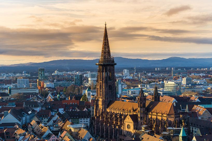 Germany, Winter sunset over Freiburg im Breisgau by adventure-photos