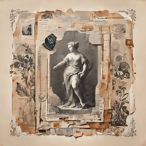 Vintage Altered Art Wanddecoratie Printable | Antieke Collage Esthetiek van VintageBioCanvas Studio