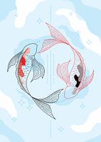 KOI FISH CIRCLE LINE ART