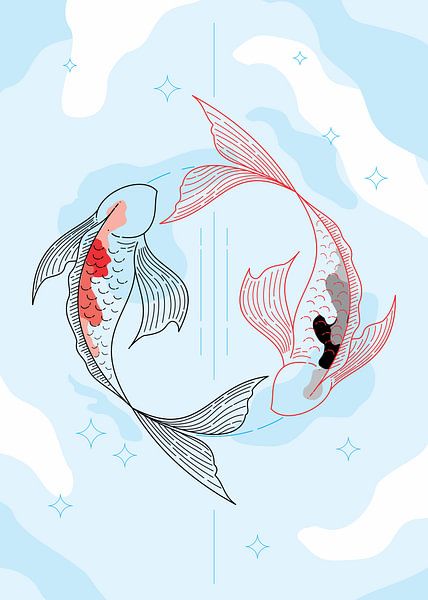 KOI FISCH KREIS LINIE KUNST von Taufan Heriyansyah