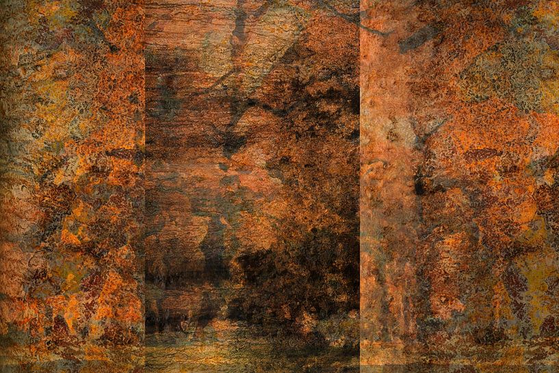 Roest - Abstract paneel van de prachtig gekleurde oxidatie van Marianne van der Zee