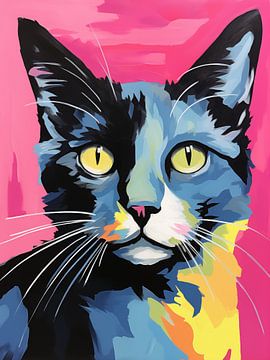 Kattenkunst in de stijl van Andy Warhol van Vincent the Cat