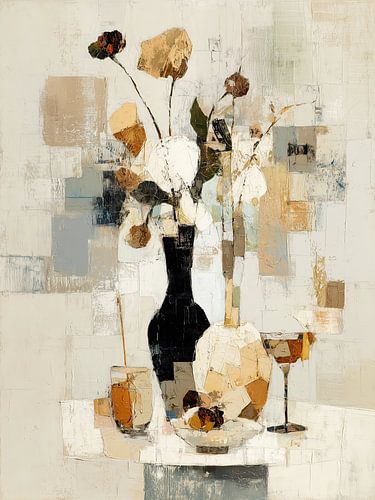 Stilleven met vaas en fruit