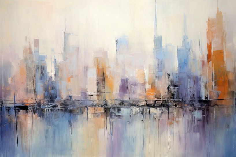 Stadt Abstrakt | Skyline von ARTEO Gemälde