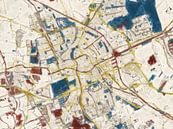City map Groningen | Midnight Gold | Red-Blue-Gold by Map Art Studio thumbnail