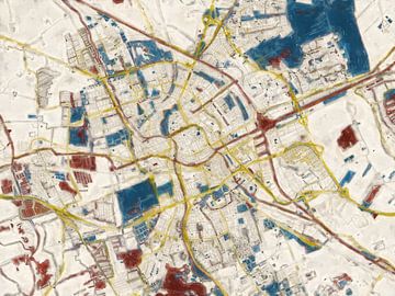 City map Groningen | Midnight Gold | Red-Blue-Gold by Map Art Studio
