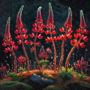 Leuchtende Lupinen – Naturpoesie im Dunkel