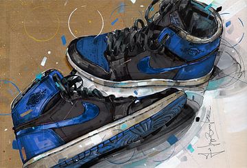Nike air Jordan 1 Royal Blue schilderij