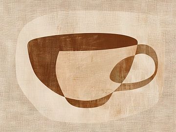 Minimalistisch Koffiekop Schilderij | Creamy Coffee Silhouette van Modern Collection