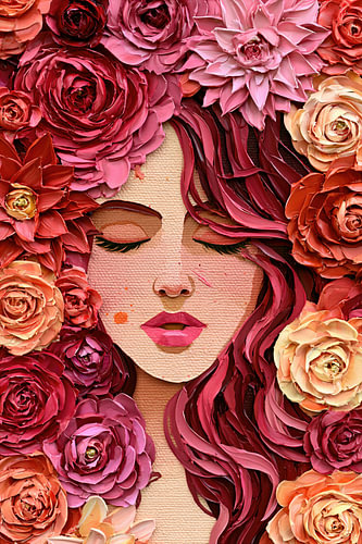 Crimson Dreams – Serene Woman with a Lavish Rosary