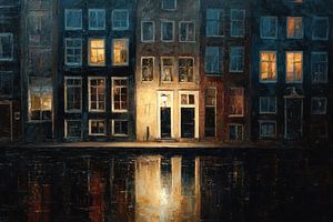 Façades d'Amsterdam et reflets