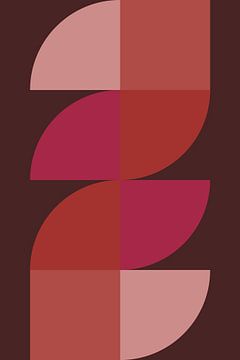 Abstrakte geometrische Kunst im Retrostil in rosa, terra, braun Nr. 2 von Dina Dankers