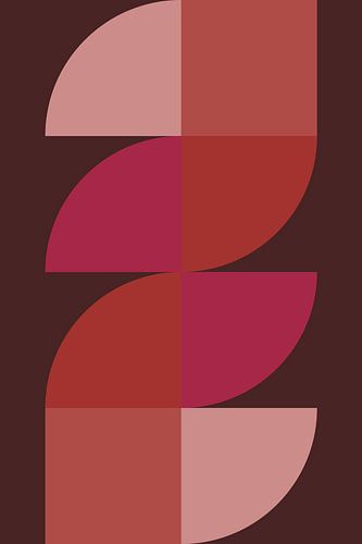 Abstracte geometrische kunst in retrostijl in roze, terra, bruin nr. 2