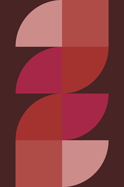 Abstrakte geometrische Kunst im Retrostil in rosa, terra, braun Nr. 2 von Dina Dankers
