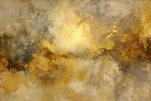 Champagne Abstract Painting – Serene Bedroom
