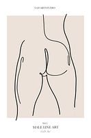 Male line art - mannelijke billen - beige
