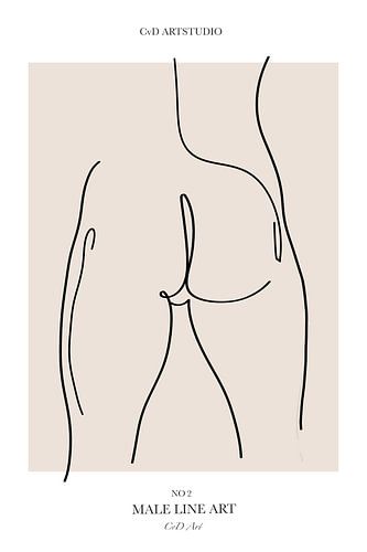 Male line art - mannelijke billen - beige