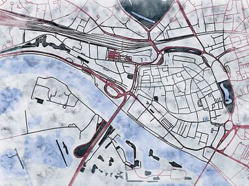 Kaart van Arnhem centrum in de stijl 'White Winter' van Maporia