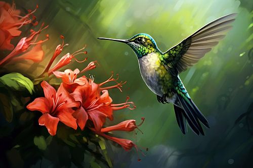 Œuvre d'art Colibri vert sur Peintures accrocheuses
