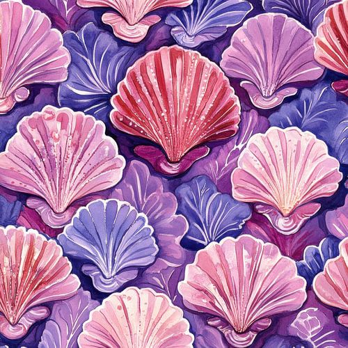 Gouache patroon schelpen