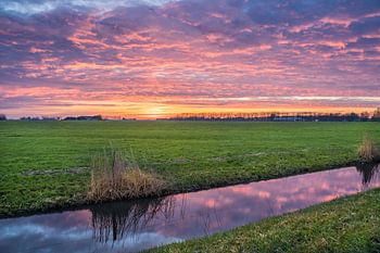 Sunrise near Berlikum in the Frisian countryside