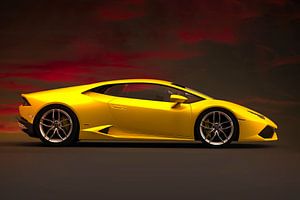 Lamborghini Huracan, gelber italienischer Sportwagen