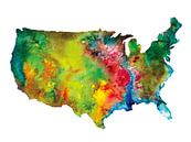 Landkaart van Noord Amerika in abstracte stijl | Aquarel schilderij van WereldkaartenShop thumbnail