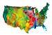 Karte von Nordamerika im abstrakten Stil | Aquarellmalerei von Wereldkaarten.Shop
