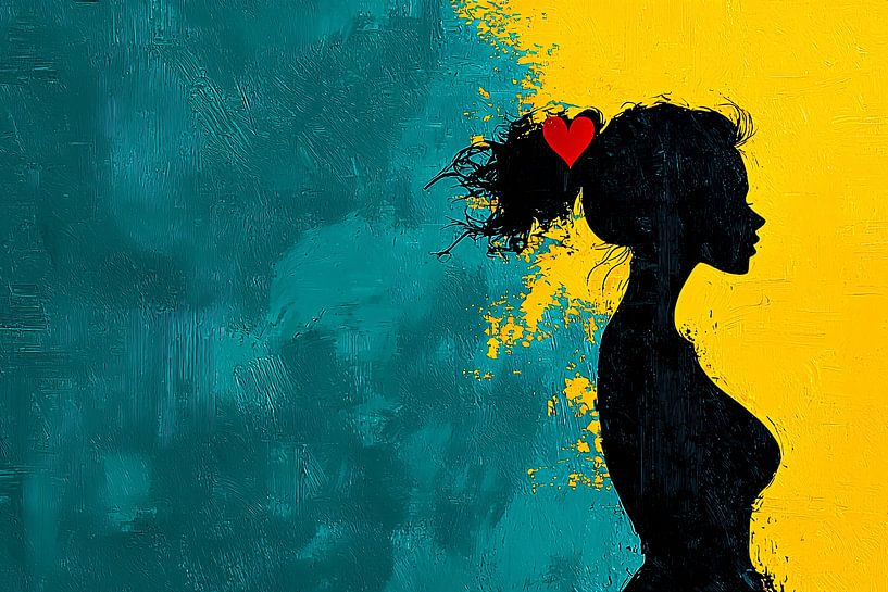 Silhouette woman with red heart by Imperial Art House