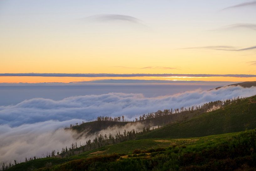 Sunset over the mountains near Rabaçal on Madeira island by Sjoerd van der Wal Photography