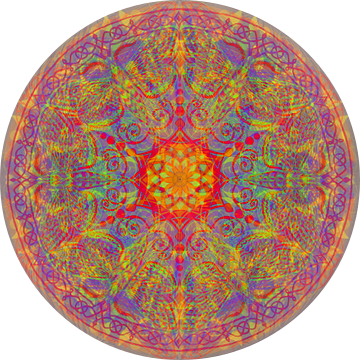 Grafische mandala, diverse kleuren van Rietje Bulthuis