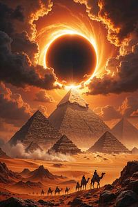 Fantasy Pharaoh Wall Art: PYRATHON - A Solar Eclipse over the Pyramids of Egypt