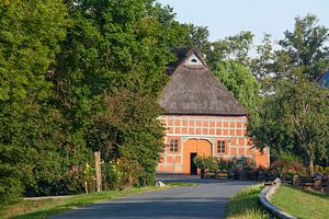 Reetgedecktes Bauernhaus im Bremer Blockland, Bremen, Deutschland, Europa