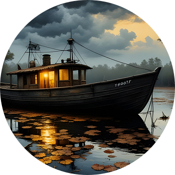 kleine verlichte boot