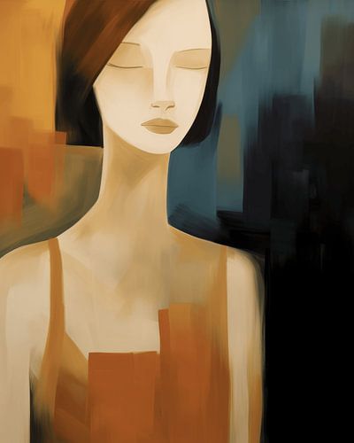 Modern abstract portret in aardetinten
