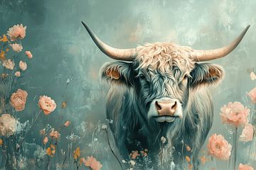 Hooglander in Pastel Sereniteit en Natuur van Eva Lee