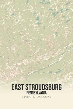 Carte ancienne de East Stroudsburg (Pennsylvanie), USA. sur Rezona