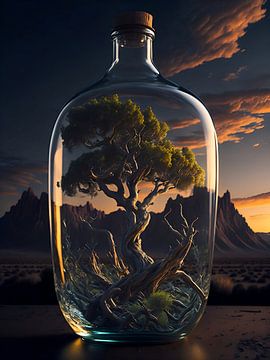 Baum in Flasche in der Wüste von Jan Bechtum