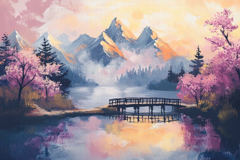 Mountain landscape in the evening light by Poster Art Shop