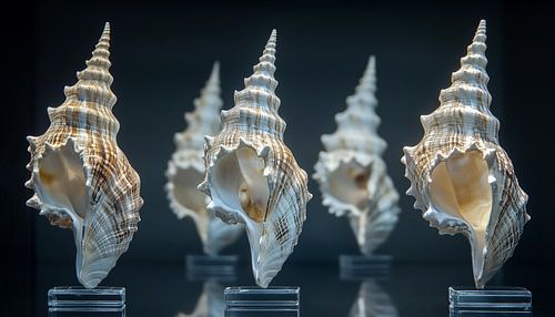 Zeeschelpen op een rij panorama