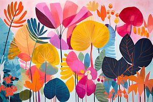 Retro Blad en Bloem, Modern en Abstract