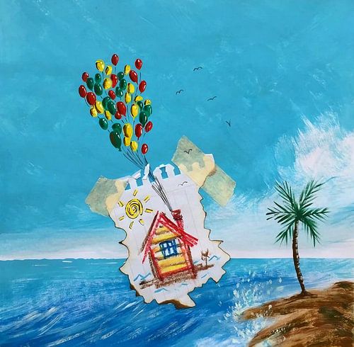 Ballonhuis boven grote golven