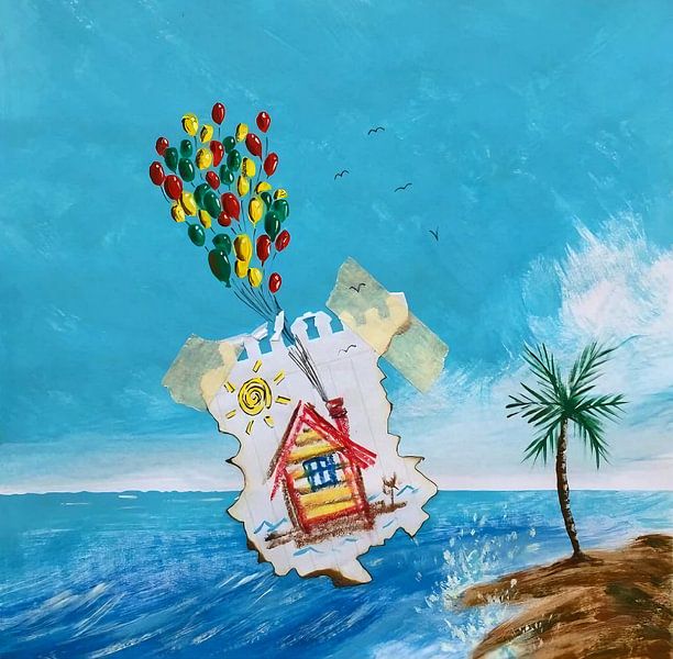 La maison des ballons au-dessus des grandes vagues par Valeria Aparte