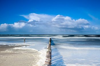 La plage inondée d'Ameland