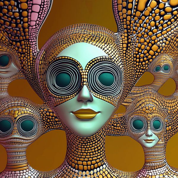 Alien with reptile skin by Ton Kuijpers