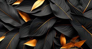 Zwart met gouden bladeren van Mustafa Kurnaz
