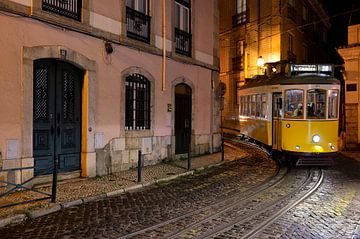 Tram in Lisbon at night – Portugal's timeless urbanity by Rolf Schnepp