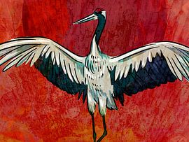 Japan Crane Vintage at sunset