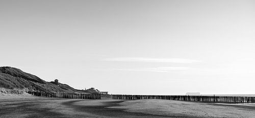 Domburgse strand in zwart/wit