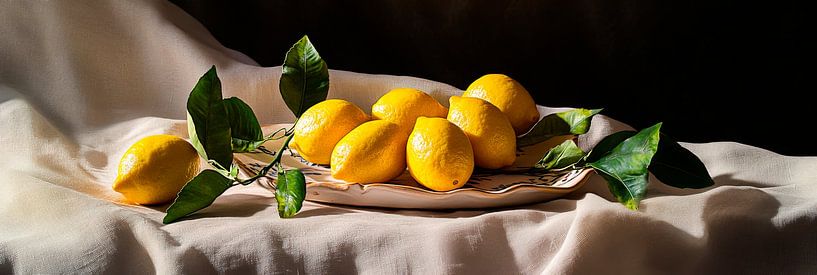 Fresh lemons on a table by Poster Art Shop